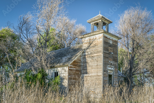 old abandoned schoolhouse in rural Nebraska photo