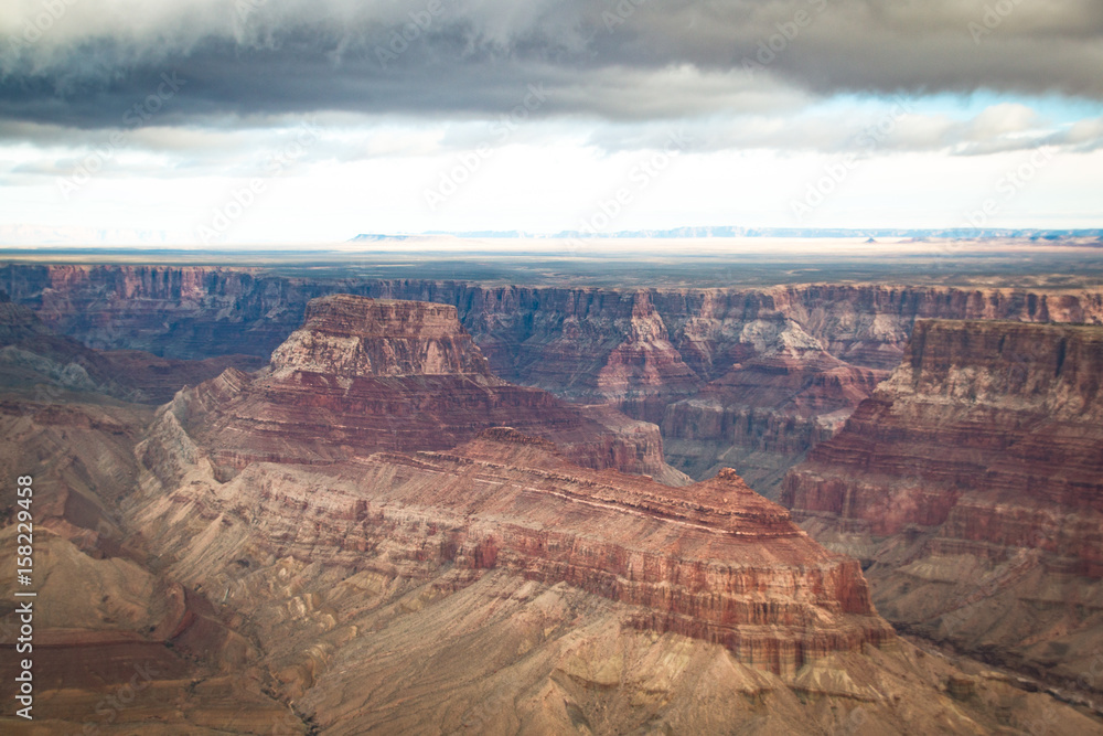 View over the north rim in grand canyon from the helicopter