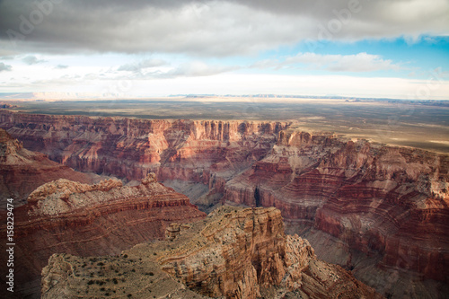 view over the south and north rim part in grand canyon from the helicopter