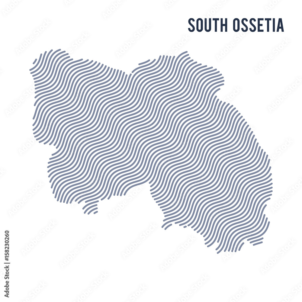 Vector abstract wave map of South Ossetia isolated on a white background.
