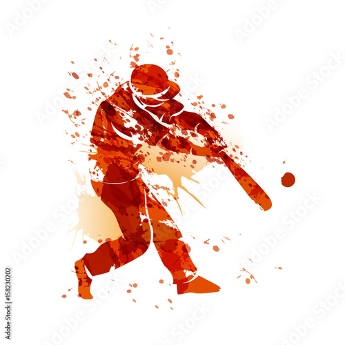 Photography Vector watercolor silhouette of a baseball player