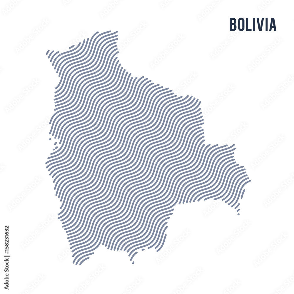 Vector abstract wave map of Bolivia isolated on a white background.