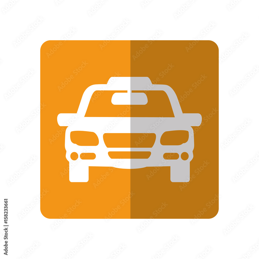 taxi car icon over orange square and white background. vector illustration taxi car icon over orange square and white background. vector illustration