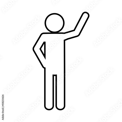 pictogram man with hands up icon over white background. vector illustration