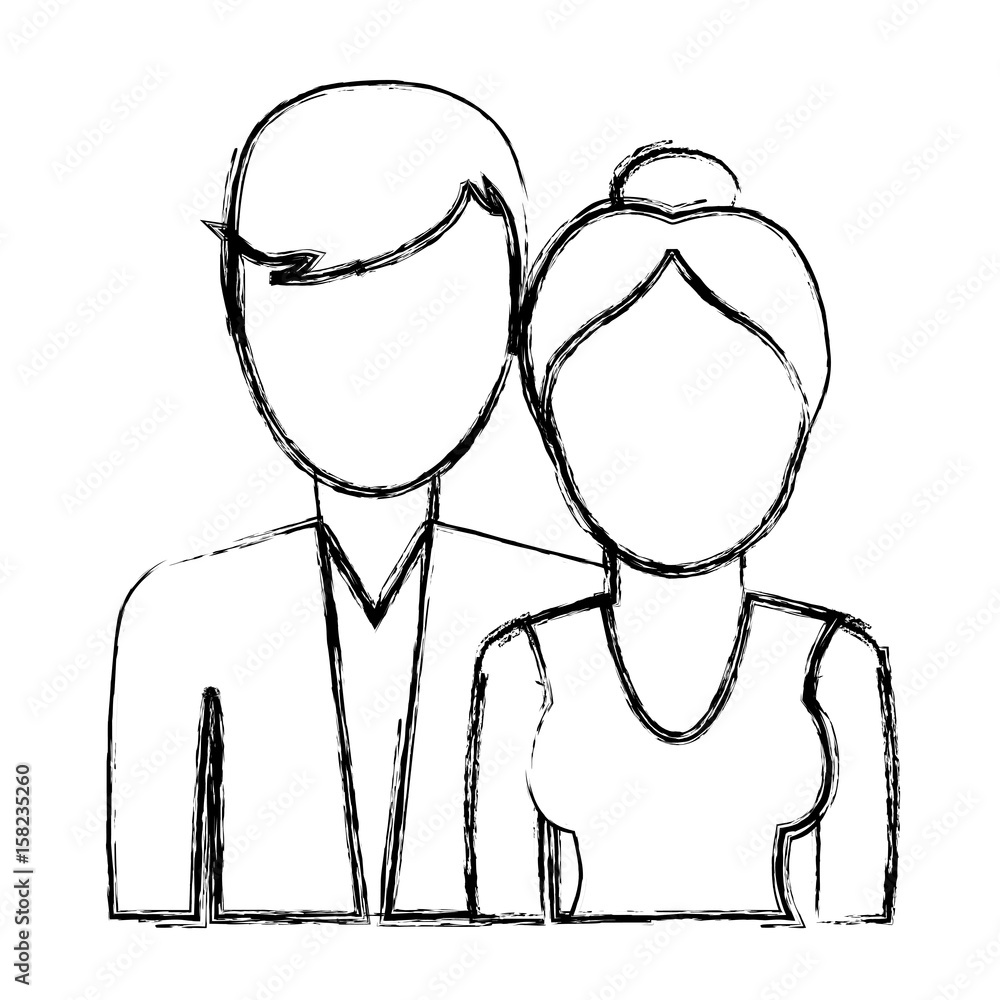 avatar couple icon over white background. vector illustration