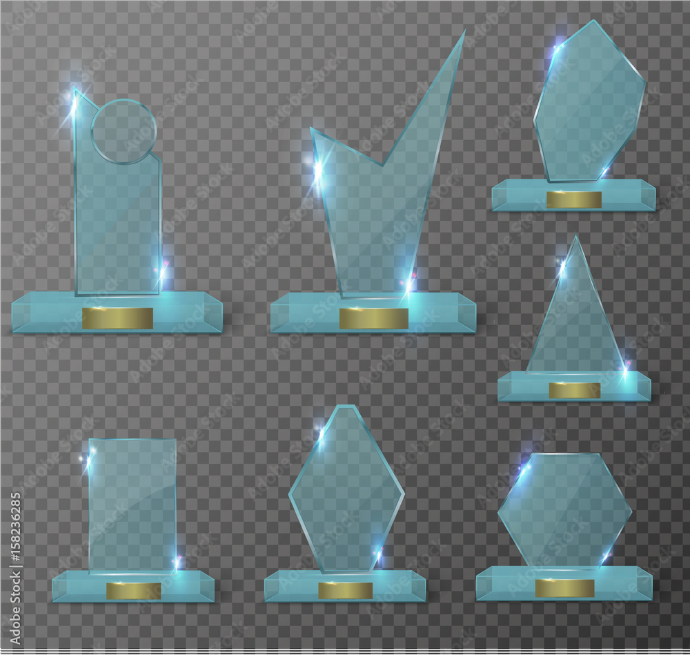 Blank glass trophy award on a transparent background. เวกเตอร์สต็อก