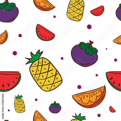 pattern fruit mangosteen pineapple watermelon orange
