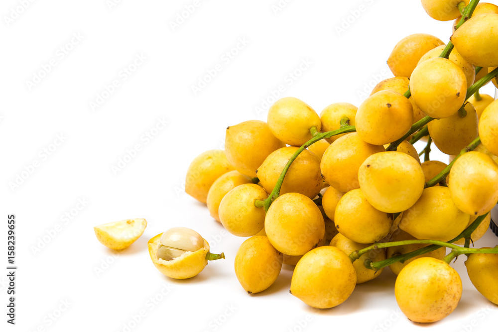 Rambeh tropical fruit on white background.