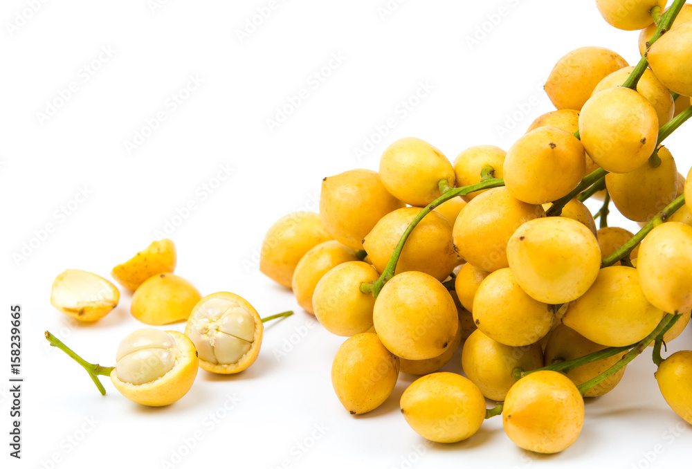 Rambeh tropical fruit on white background.