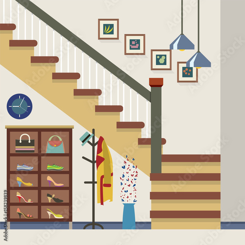 Hallway Decoration Vector Illustration
