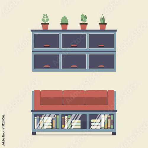 Wallpaper Mural Cabinet Seat With Wall Cabinet Vector Illustration Torontodigital.ca