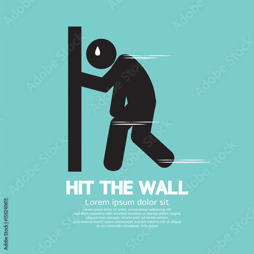 Hit the Wall, Run Out of Energy Runner Vector Illustration photo