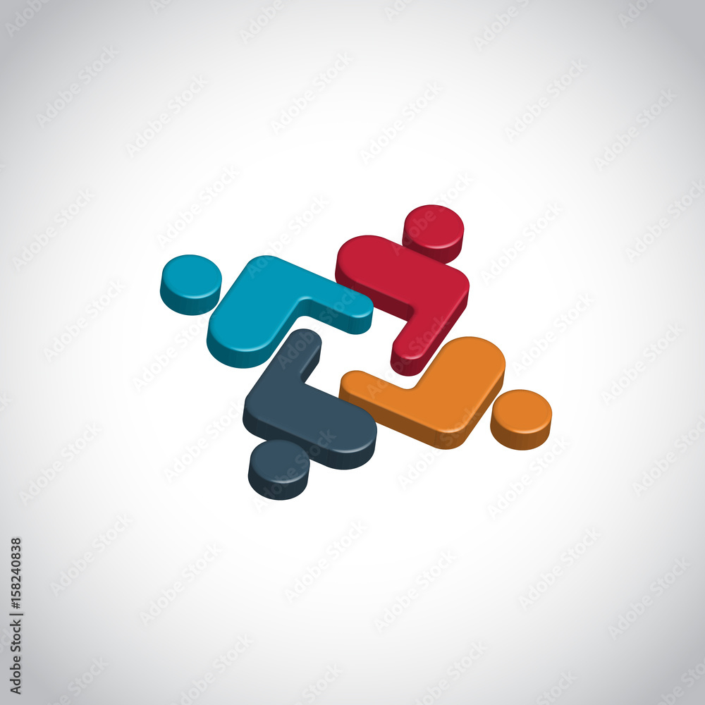 3d People Group Teamwork vector logo