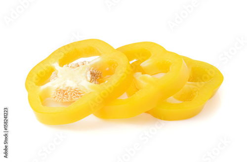 Sliced yellow paprika pepper isolated on white