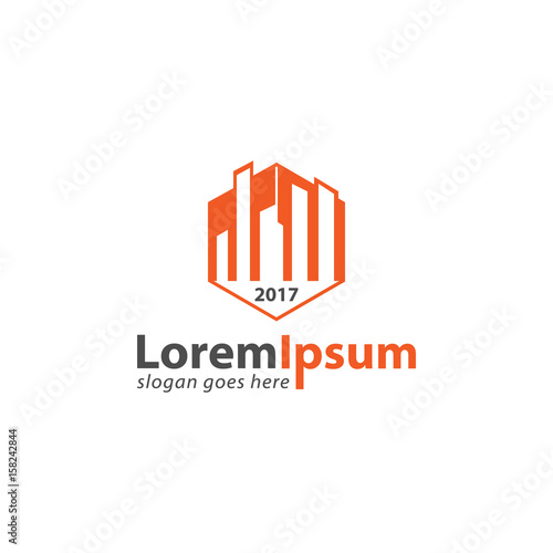Appartment hexagonal shape design logo