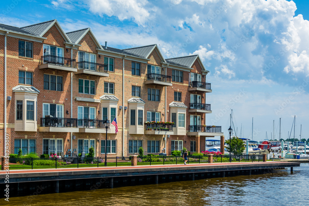 Waterfront condominiums in Canton, Baltimore, Maryland.
