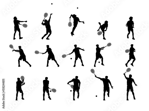 beautiful graphic design silhouette of tennis player character