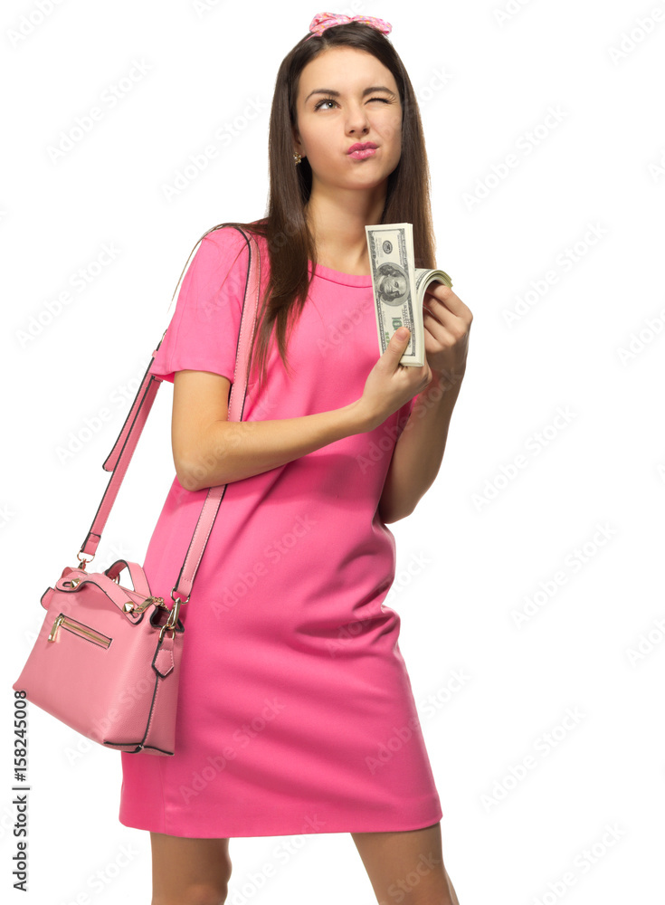 Young girl with dollars Young girl with dollars