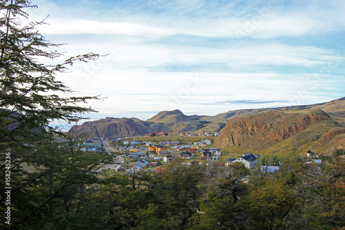 Panoramic view of El Chalten, Patagonia, Argentina photo