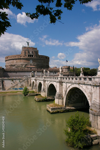 Rome, Italy. Bridge and Castel Sant Angelo and Tiber River.