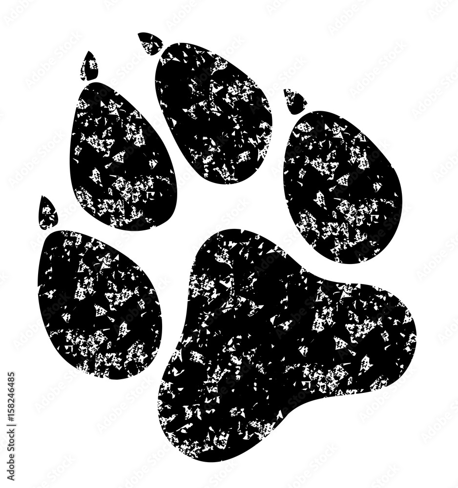 Fototapeta premium Paw Prints grunge. Vector Illustration. Isolated vector Illustration. Black on White background. EPS 10
