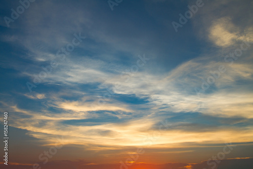 Fiery orange sunset sky. Beautiful sky.