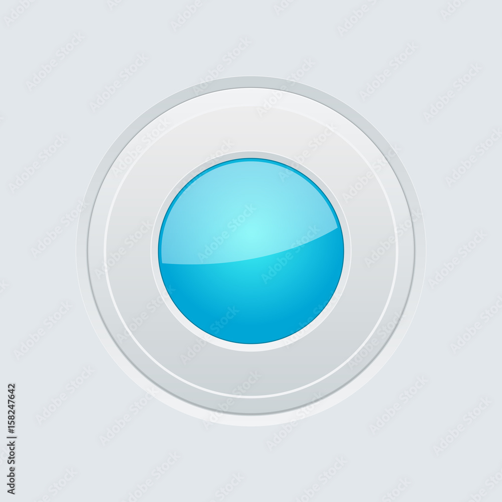 Round blue button on gray background Round blue button on gray background