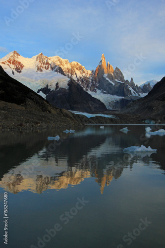Reflection of Cerro Torre in Laguna Torre  Patagonia  Argentina  South America