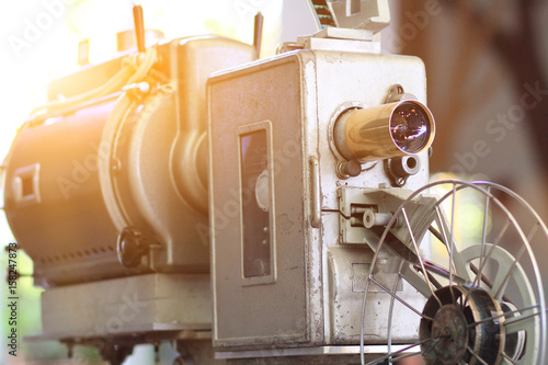 Old movie projector with film