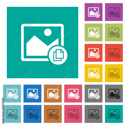 Copy image square flat multi colored icons