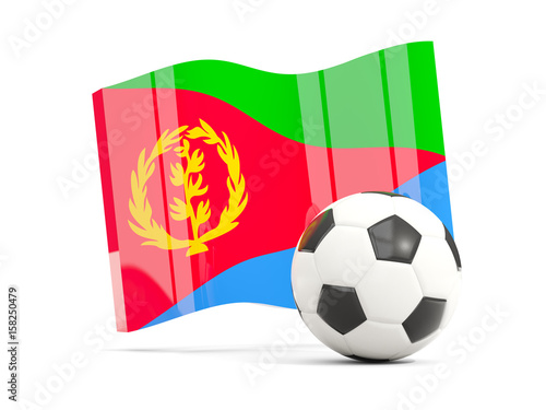Football with waving flag of eritrea isolated on white