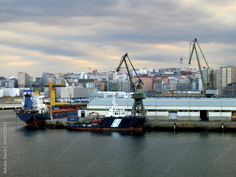 Industrial harbor in Coruna