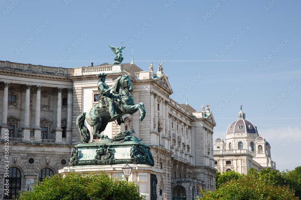 Monument of the Prinz Eugen (der edle Ritter) on Heldenplatz in Hofburg. Vienna