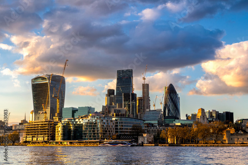 Skyscrapers of the City of London over the Thames , England © daliu