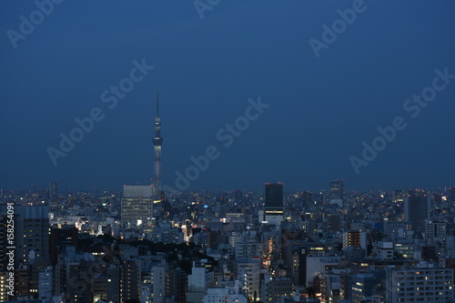 日本の東京都市景観・夕景（墨田区方面を望む）