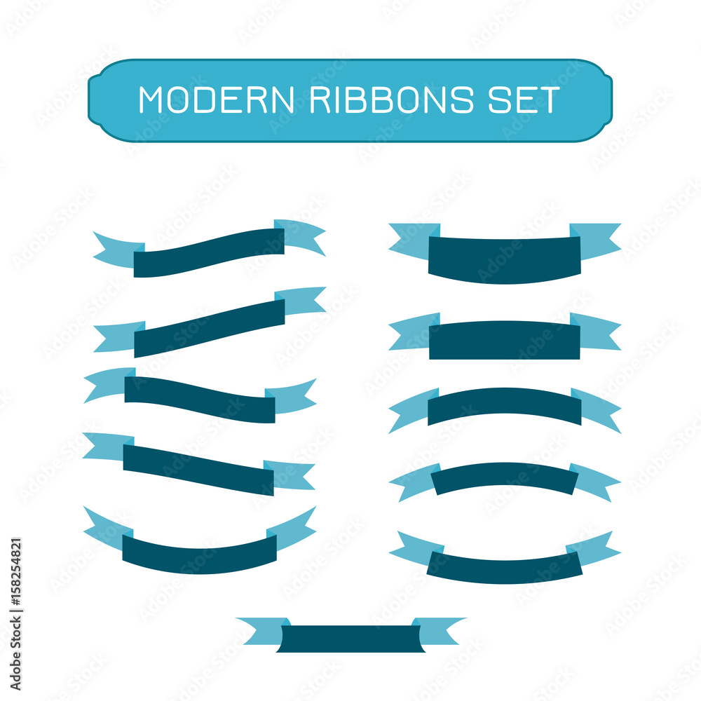 Modern stylish ribbons set isolated on white background. illustration. Modern stylish ribbons set isolated on white background. illustration.