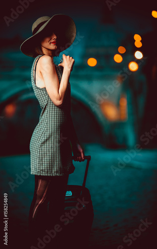 Beautiful model posing in Rome with vatican view photo