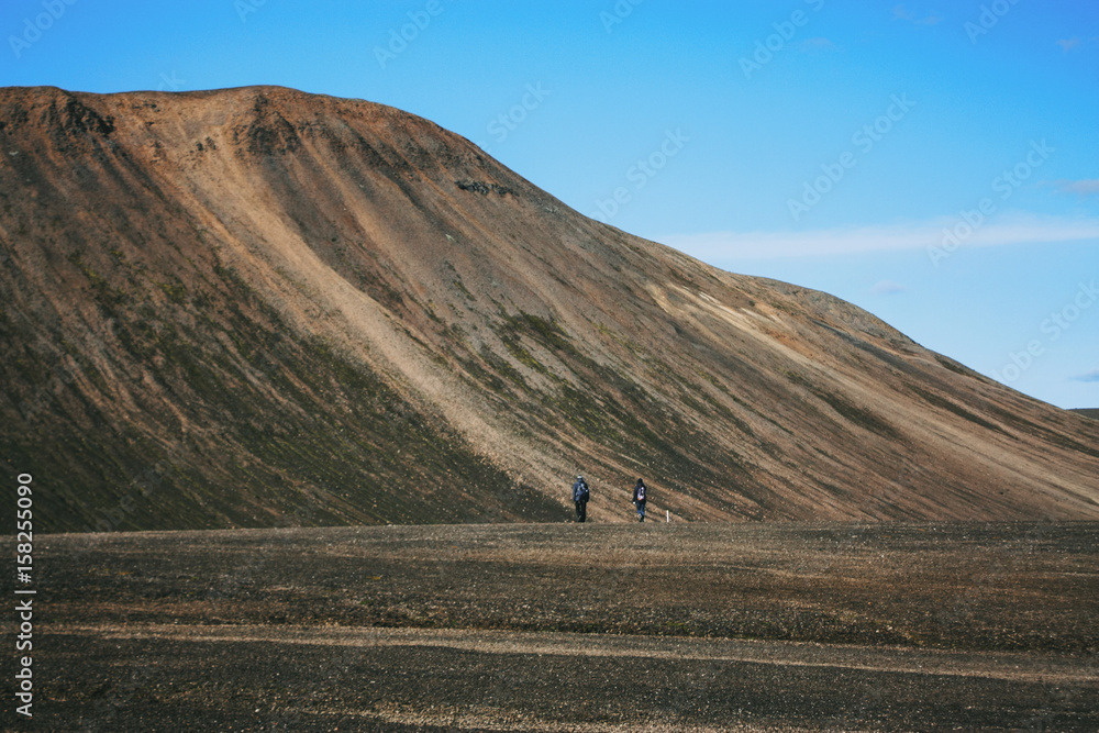 Obraz premium Hiking in Landmannalaugar, mountain landscape in Iceland
