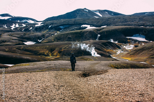 Hiking in Landmannalaugar, mountain landscape in Iceland