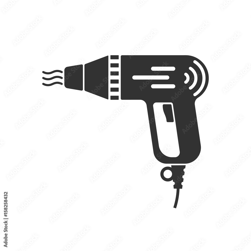 Heat gun icons in flat style Heat gun icons in flat style