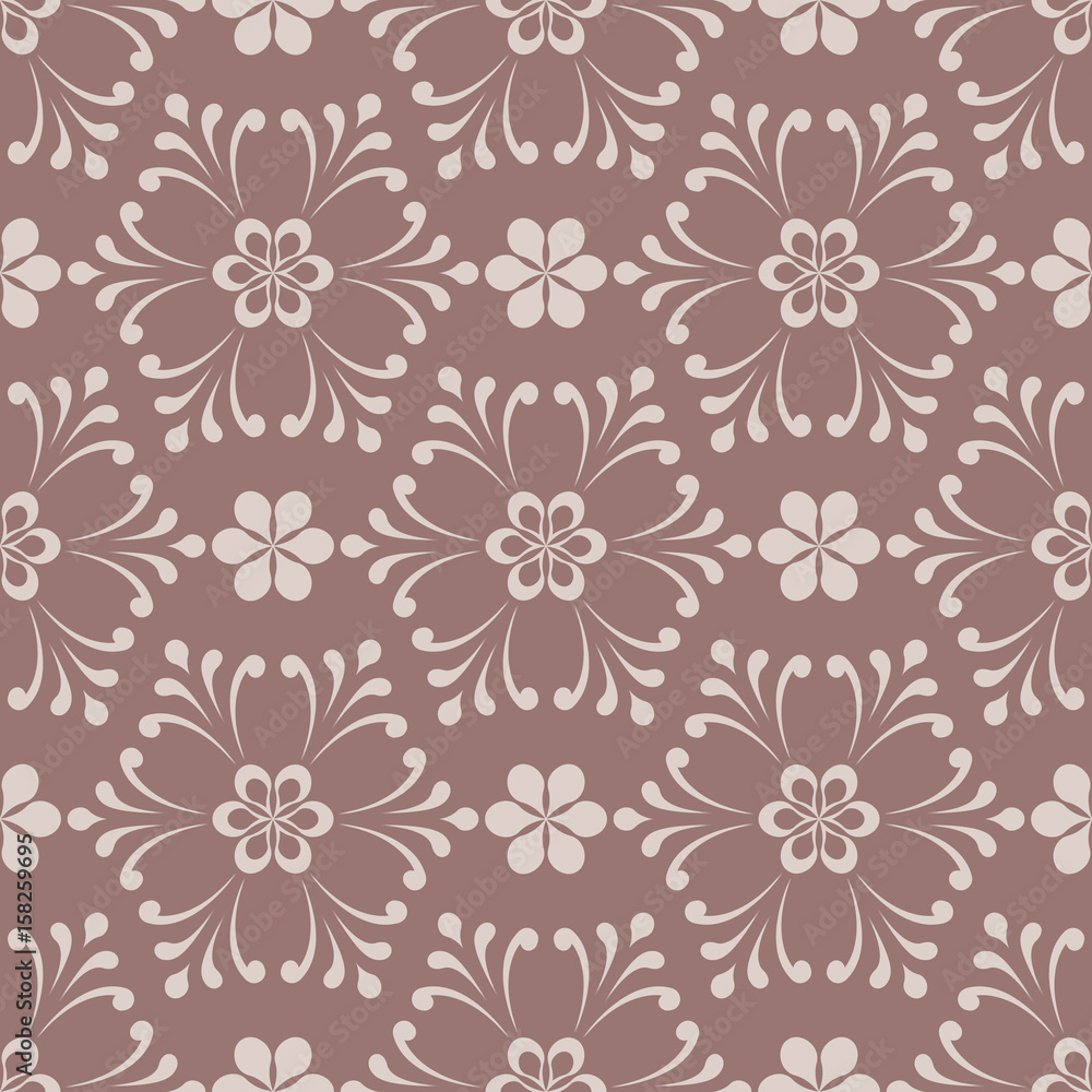 Floral seamless pattern. Brown flower elements Floral seamless pattern. Brown flower elements