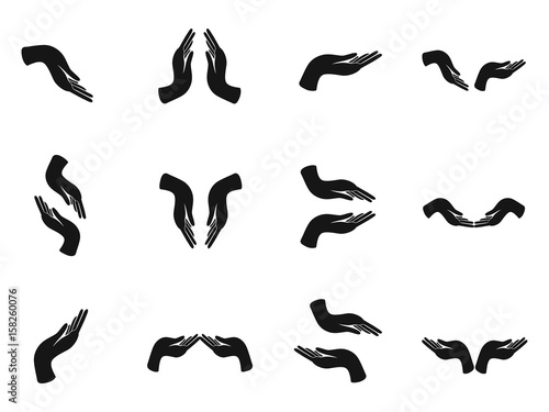 Valokuva black holding hands icon set