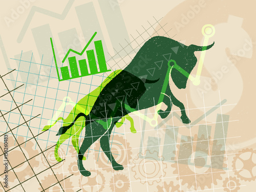 Financial and stock investment market concept. The bull market which rising price of securities are expected.