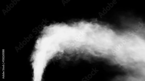 Animated locomotive's thick steam against black background in 4k. Mask included. Smoke is drifting to the right side as if train is moving with high speed.