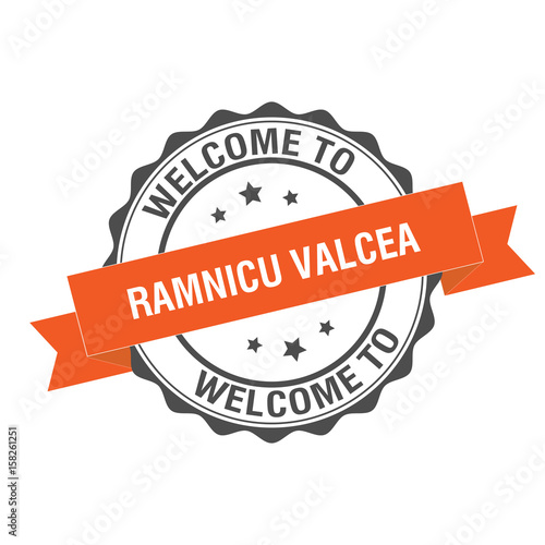 Welcome to Ramnicu Valcea stamp illustration photo