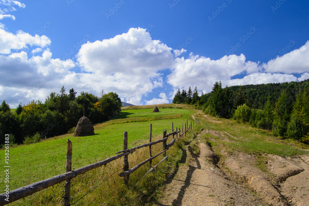 Country road in rural mountainous countryside