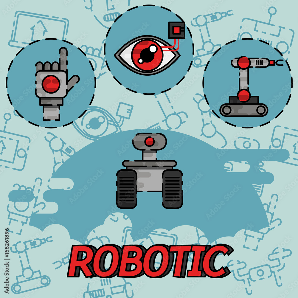 Fototapeta premium Robotic flat concept icons