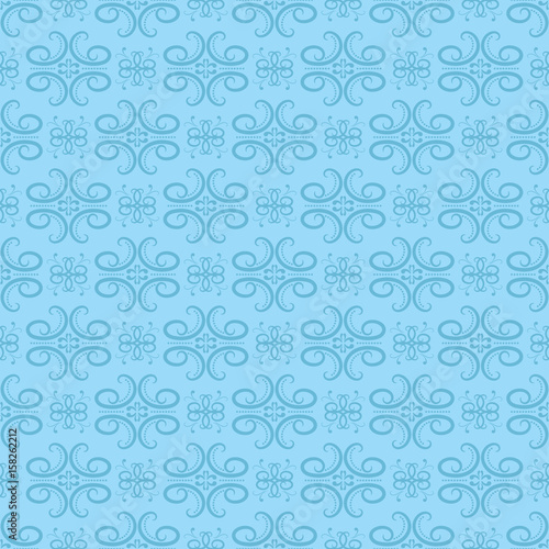 Abstract ornament. Blue and white seamless pattern