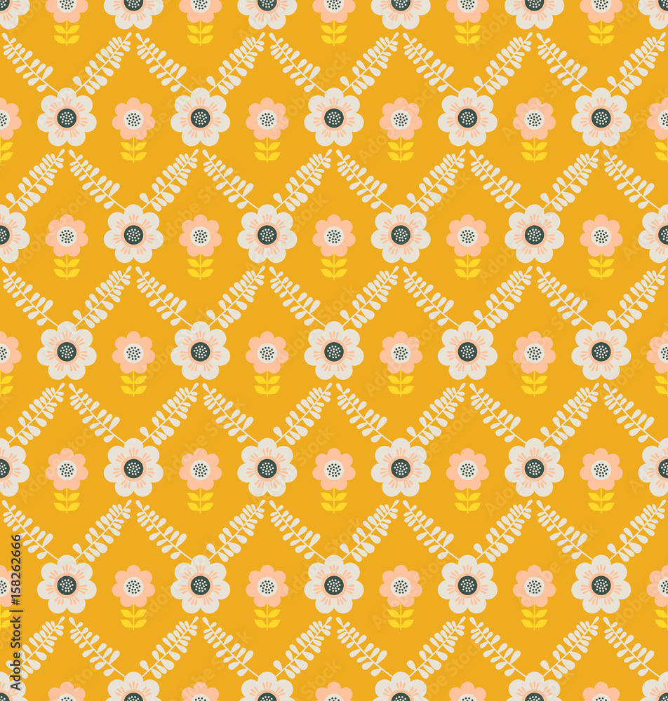 seamless retro pattern with flowers and leaves seamless retro pattern with flowers and leaves