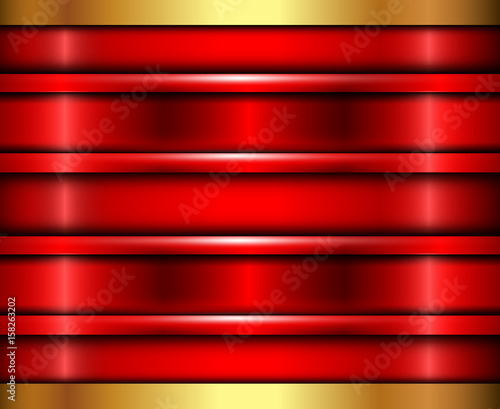 Background red metalic gold texture, vector polished metal